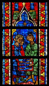 Window depicting Tric-Trac players