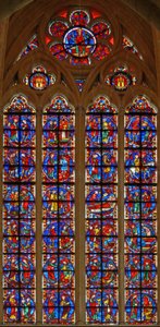 Window depicting the St James window and the legend of the lost dependant by French School