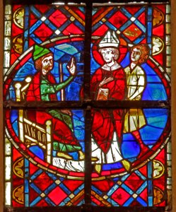 Window depicting St Denis is arrested by French School