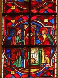 Window depicting Zacharias, the father of St John the Baptist, visited by an angel in the Temple