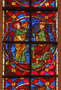 Window depicting a scene from the legend of St John: the saint drinks the poisoned cup by French School