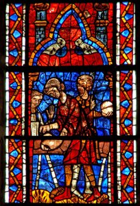 Window depicting donors - bakers by French School