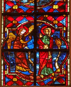 Window depicting the Annunciation of St John the Baptist to Zacharias in the temple by French School