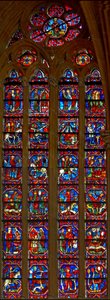 Window w214 depicting scenes from the life of St Eustache