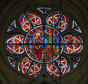 Window w216 depicting the Coronation of the Virgin by French School