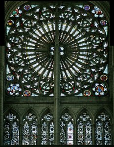 Window depicting the Evangelists and Grisaille (Rose Window - Internal)