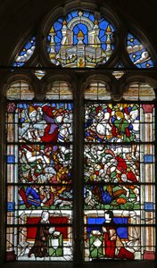 Window depicting St James appears at the Battle of Clavijo by French School