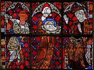 Window depicting a scene from the life of St John the Baptist: Salome receives his head by French School