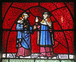 Window depicting St Cosmos and St Damian by French School