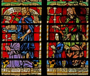Donor - Jean Corart and wife with St John Baptist and St Catherine