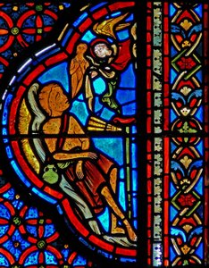 Window w23 depicting the Parable of Dives and Lazarus: the death of Lazarus