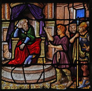 Window depicting a Scene from the Story of Joseph: Before Pharaoh by French School