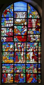 Window depicting Scenes from the life of St Barbara, and of the Passion and the Transfiguration by French School