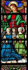 Window depicting St Catherine and donor by French School