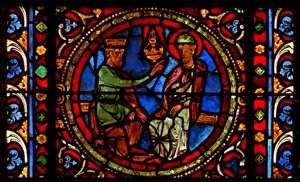 St Germain with King Childebert by French School
