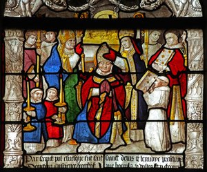 Window depicting a scene from the life of St Denis: ordination as bishop by French School