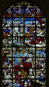 Window w37 depicting scenes from the life of St Barbara by French School