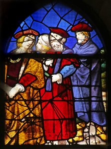 Window depicting Bystanders at the raising of Lazarus by French School