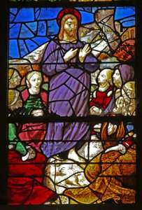 Window depicting Christ preaching by French School
