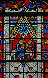 Window depicting the Flight into Egypt by French School