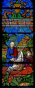 Window depicting the Raising of Lazarus by French School