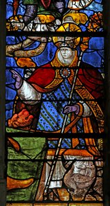 Window w3 depicting a Bishop saint by French School