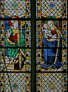 Window depicting St Nicholas and the Virgin and Child