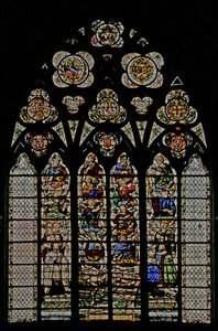 Window depicting the Mystic Wine-Press by French School