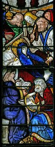 Window depicting the Death of the Virgin Mary