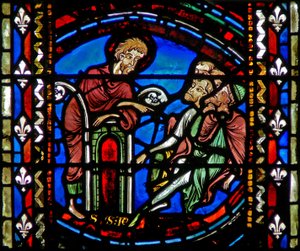 Window depicting St John the Baptist preaching by French School
