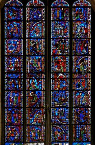 Window depicting scenes from the lives of St Catherine, St Nicholas, St John Baptist, St Stephen
