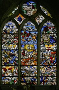 Window w5 depicting the Book of Revelation by French School