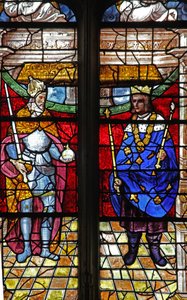 Window depicting Charlemagne and St Louis by French School
