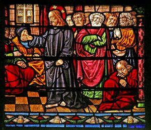 Window depicting Christ preaching
