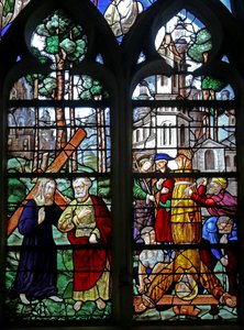 St Peter Meets Christ Outside Rome: Quo Vadis?; The Crucifixion of St Peter by French School