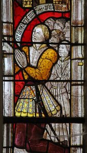 Window w6 depicting a donor and family by French School