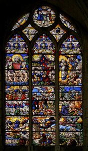Window w7 depicting the Book of Revelation by French School