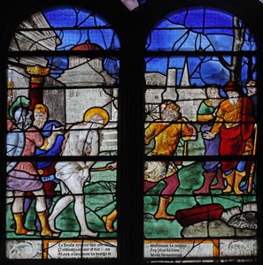 Window depicting a scene from the life of St Barbara by French School