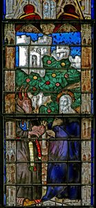 Window w7 depicting the Temptation in the Wilderness by French School