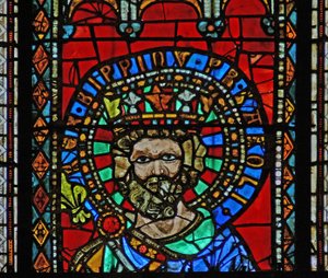 Window depicting Pepin the Short by French School