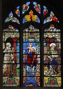 Window depicting St Francis, St Christopher, St Stephen by French School