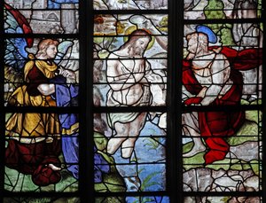 Window depicting the Baptism in the River Jordan by French School