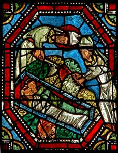 Window wXX depicting St Ambrose finds the remains of St Gervais and St Protais by French School