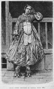 Woman wearing kabbab, from La Syrie daujourdhui. Voyages dans la Phenicie, le Liban et la Judee. 1875-1880 by Louis Charles Emile Lortet, 1884 by French School