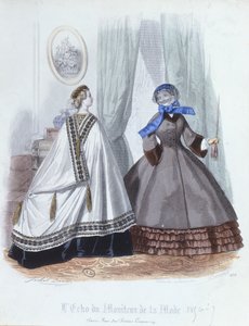 Women in cape and coat, fashion plate from L
