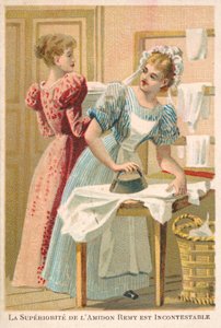Women ironing by French School