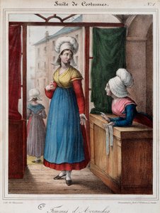 Women of Avranches (Manche) - lithography by French School