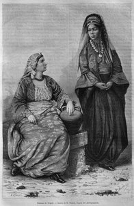 Women of Tripoli, from La Syrie daujourdhui. Voyages dans la Phenicie, le Liban et la Judee. 1875-1880 by Louis Charles Emile Lortet, 1884