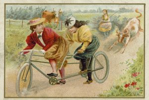 Women riding a tandem