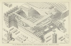 Woodwork of Hypostyle Hall of Xerxes, Isometric Projection, Restored by Ch Chipiez by French School